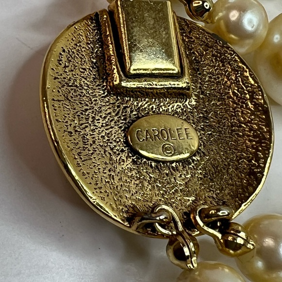 Vintage Carolee Faux Pearl Gold Tone Choker Necklace - Picture 11 of 16